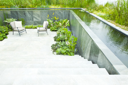 Tranquil garden landscapeの写真素材