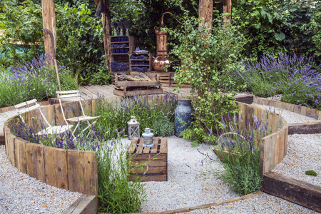 Tranquil garden landscapeの写真素材