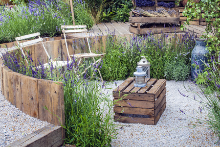 Tranquil garden landscapeの写真素材