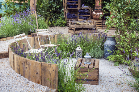 Tranquil garden landscapeの写真素材