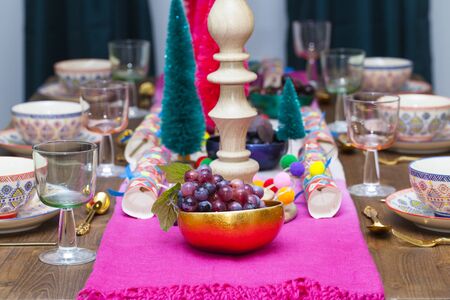 Christmas served table decorationの写真素材