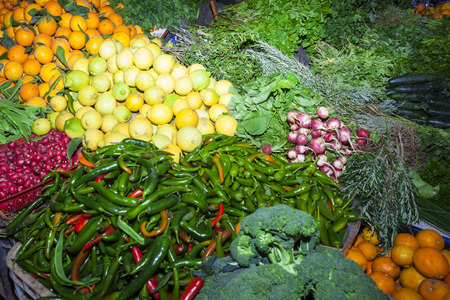 Fruits and vegetables at Moroccan marketの写真素材
