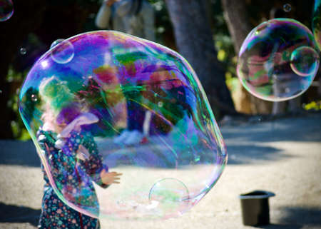 soap bubble at park guell in Barcelonaのeditorial素材