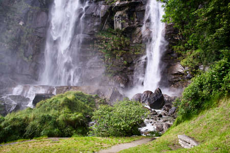 Acquafraggia waterfalls in Valchiavennaの写真素材
