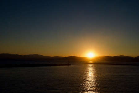 beautifull sunset in Corfu islandの写真素材