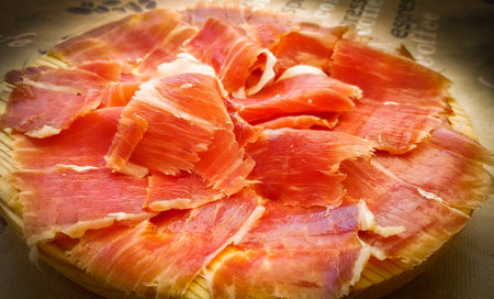 Italian prosciutto crudo or ham. rawhamの写真素材
