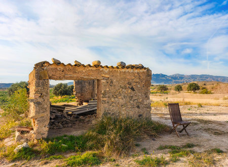 Ruins of an old house on the island of Crete, Greeceの写真素材