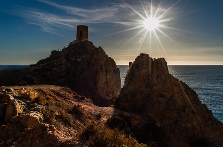 Capo Caccia at sunrise, Sardinia, Italy.の写真素材