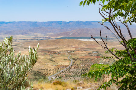 View of the valley from the mountains in the desert of Israel.の写真素材