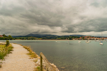 View of the coast of Lake Maggiore, Tuscany, Italyの写真素材