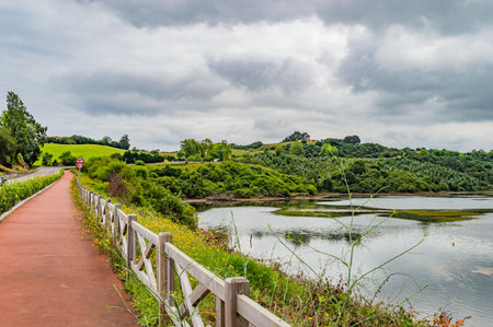 Landscape view of Mae Puem Reservoir, Chiang Rai Province, Thailand.の写真素材