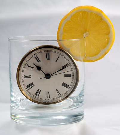 Image of a clock inside of a glass