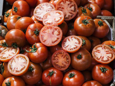 Image of tomatoes at street marketの写真素材