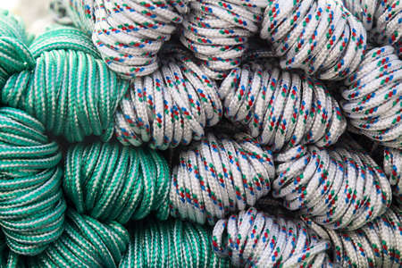 Bunch of ropes at street marketの写真素材