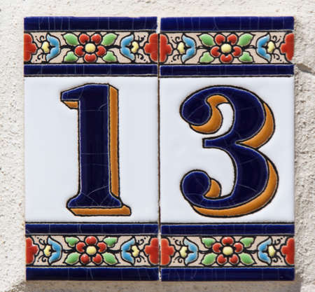  image of  number thirteen tileの写真素材