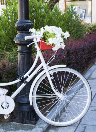 Bike decorated with flowers.の写真素材