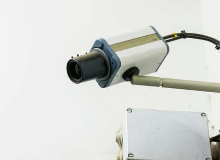 A close view of a closed circuit television security cameraの写真素材
