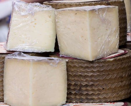 Image of genuine cured manchego cheeseの写真素材