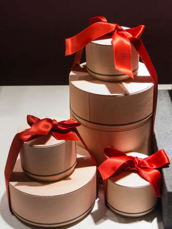 Gift box with red ribbon の写真素材