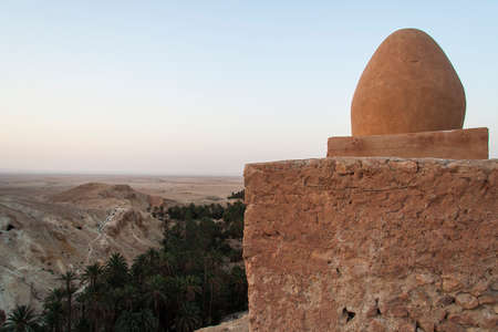 Sahara and oasis view, Tunisiaの写真素材