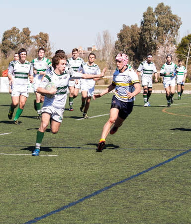  Unidentified rugby junior players in action  のeditorial素材
