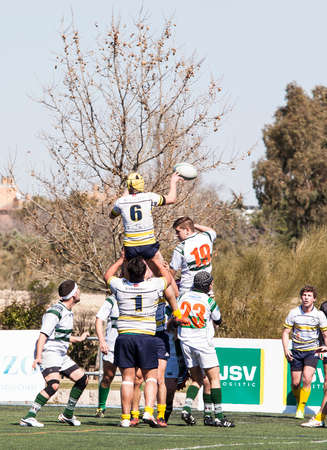  Unidentified rugby junior players in action  のeditorial素材