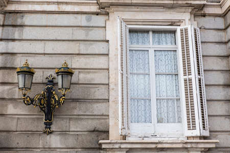 Ancient window at Royal Palace in Madrid, Spainの写真素材