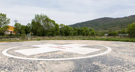 Helipad in a rural setting on a headlandの写真素材
