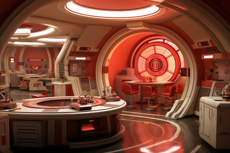 Futuristic Kitchen Design in Modern House. High-tech Appliances, Smart Home Technologyの素材