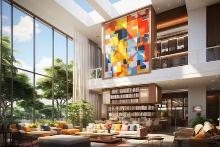 Interior of a modern living room. 3d rendering mock upの素材