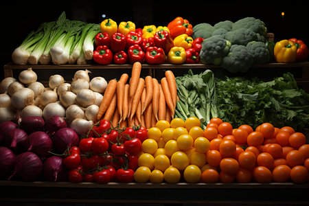 background of fresh vegetables and herbs,onions,potatoes,carrots,cabbageの素材
