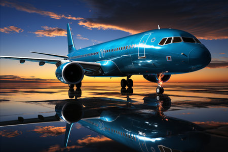 Airplane on the background of the sky. 3D illustration.の素材