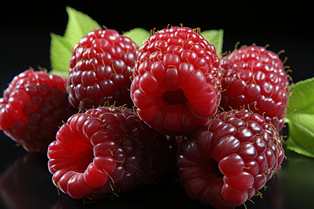 wild berries in close-up on a dark backgroundの素材