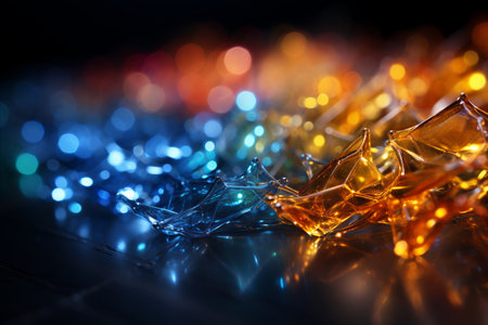 Colorful Christmas lights on a dark background. New Year concept.の素材