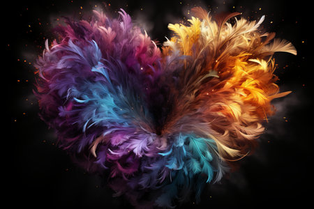 A bright, whirling heart of clouds, shimmering with multicolored colors of loveの素材
