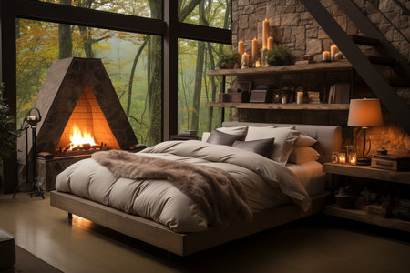 the interior of the guest room in the loft styleの素材