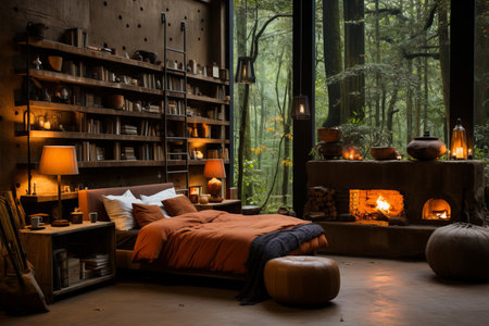 the interior of the guest room in the grunge styleの素材