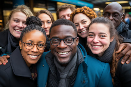 Globalization and Diversity: People from different cultures collaborating together in an international business settingの素材