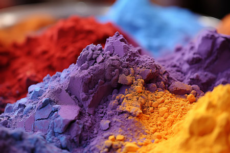 Colorful powder for Holi festival in India, close-upの素材