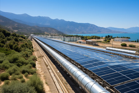 alternative energy sources, solar panels, wind farmsの素材