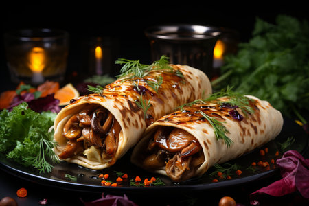 Turkish doner kebab with fresh vegetablesの素材