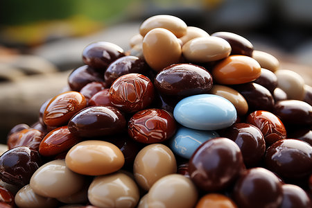 A close-up image of various delicious praline chocolatesの素材