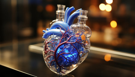 futuristic medical research or heart cardiology health care with diagnosis vitals infographic biometrics for clinical and hospitalの素材