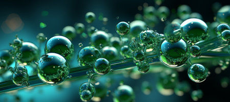 Algae, microalgae macro. biotechnology, science. Flat lay, top viewの素材