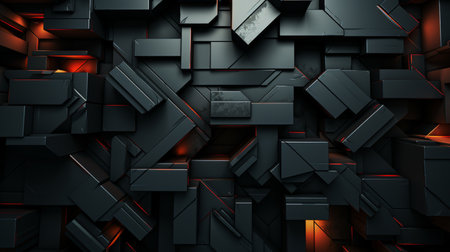 Bold black, red, and yellow geometric background in 3d tech style for attention grabbing designsの素材