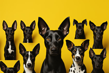 background of many faces of cute domestic animals. Dogs, catsの素材