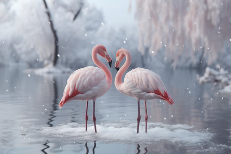 Couple of cute flamingo on fantasy aestheticの素材