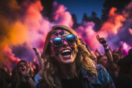 festival of colors, holi in india with a lot of peopleの素材