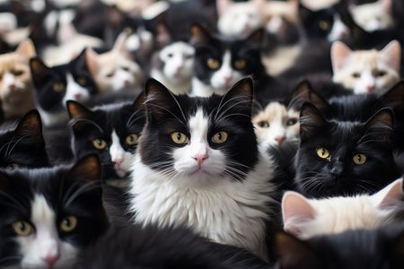 background of many faces of cute domestic animals. Dogs, catsの素材