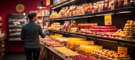 visual for a bustling trade fair expo, featuring a dynamic showcase of products and services against a backdrop of vibrant banners, with a diverse crowd in attendanceの素材